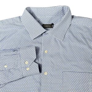 Rochester Sz 19 34/35 Men's Blue Basket weave Long Sleeve Shirt Egyptian Cotton